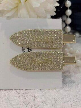 CHANEL GOLD HAIR CLIPS [2] NEW !